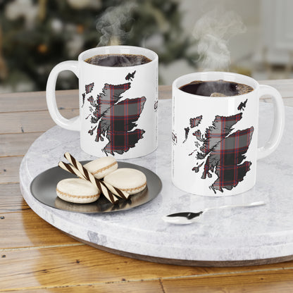 Scotland Tartan Map Mug - MacPherson Tartan, Various Sizes