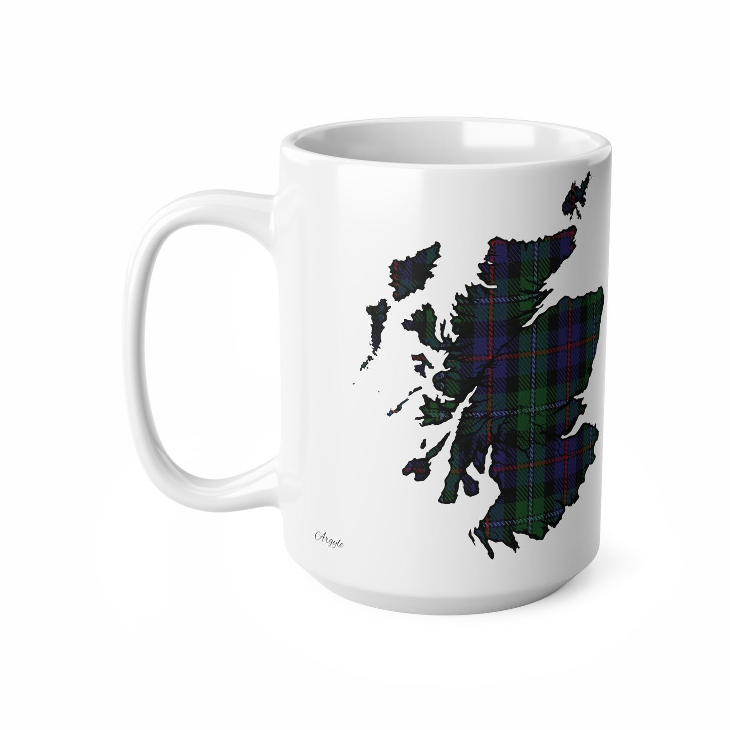 Argyle Tartan Scotland Map Mug, Coffee Cup, Tea Cup, Scotland, White