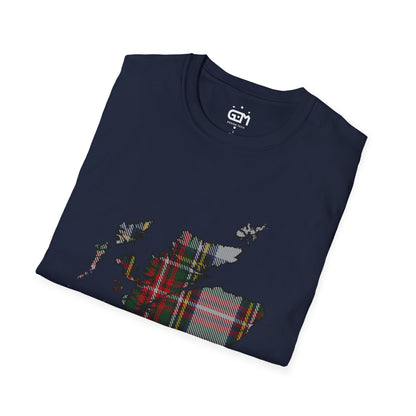 Scotland Tartan Map Softstyle Unisex T-Shirt - Stewart Dress Tartan Tee