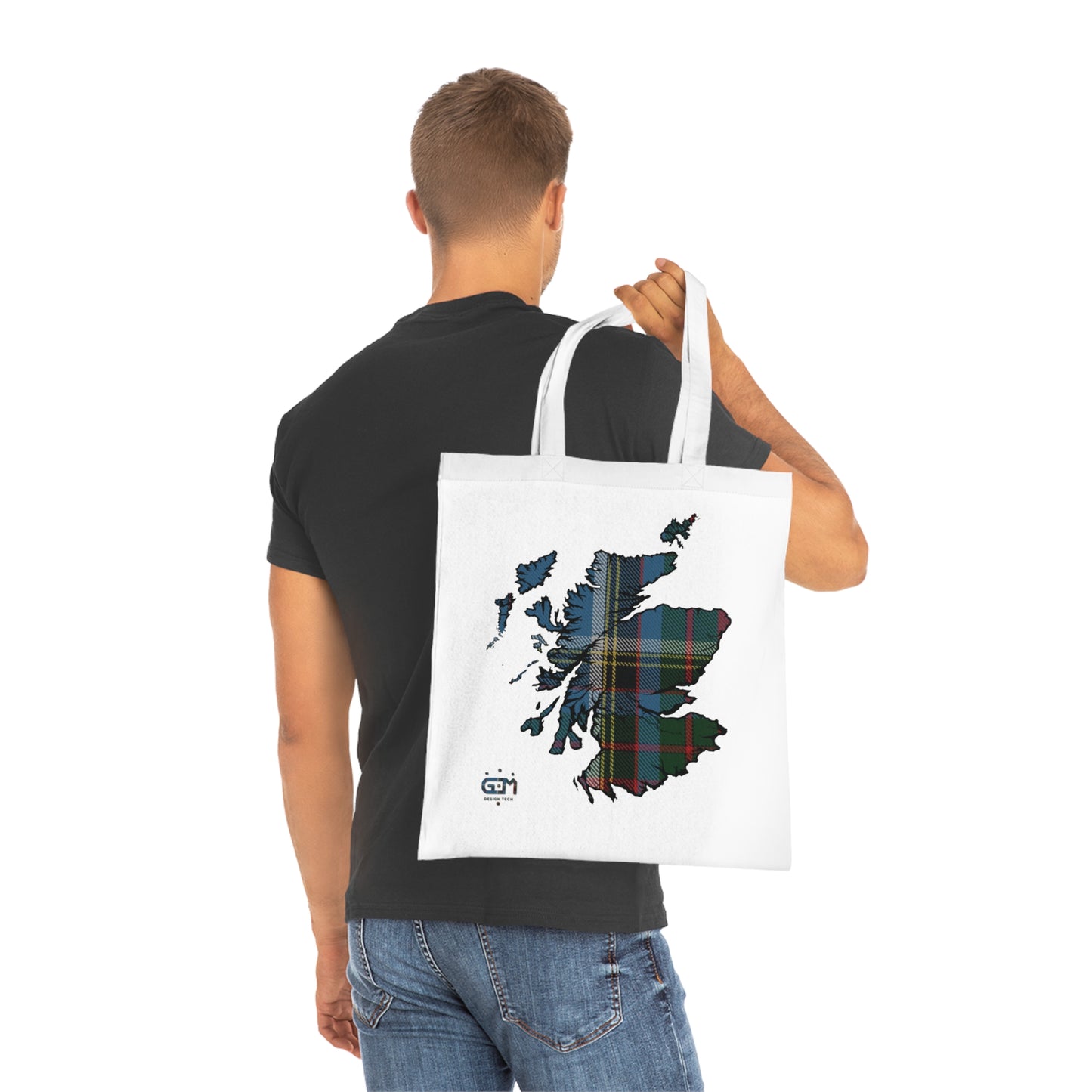 Reversible Scotland Tartan Map Cotton Tote Bag - Anderson Old Tartan