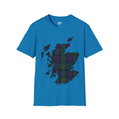 Scotland Tartan Map Softstyle Unisex T-Shirt, Argyle Tartan, Various Colours