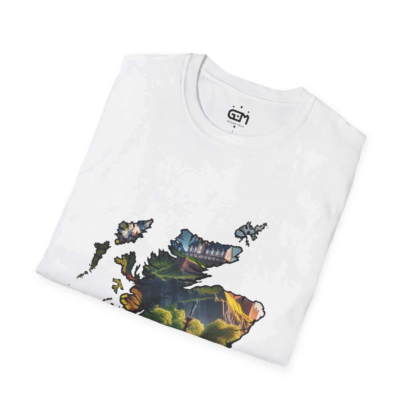 Edinburgh Castle with Fountain Scotland Map Softstyle Unisex T-Shirt, Scotland Shirt, Scottish Landmark Tee