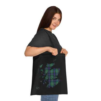 Reversible Scotland Tartan Map Cotton Tote Bag - Douglas Tartan