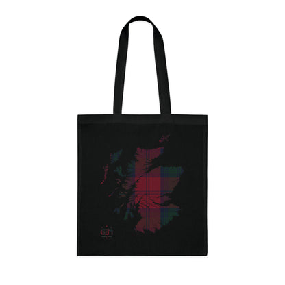 Reversible Scotland Tartan Map Cotton Tote Bag - Lindsay Tartan