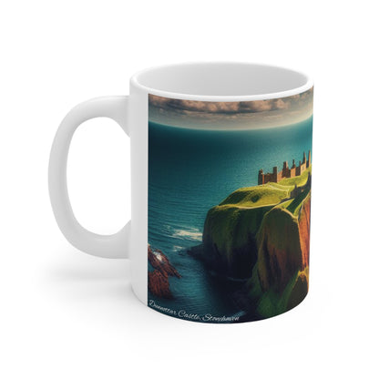 Dunnottar Castle Mug - Stonehaven, Coffee Cup, Tea Cup, Scotland, White