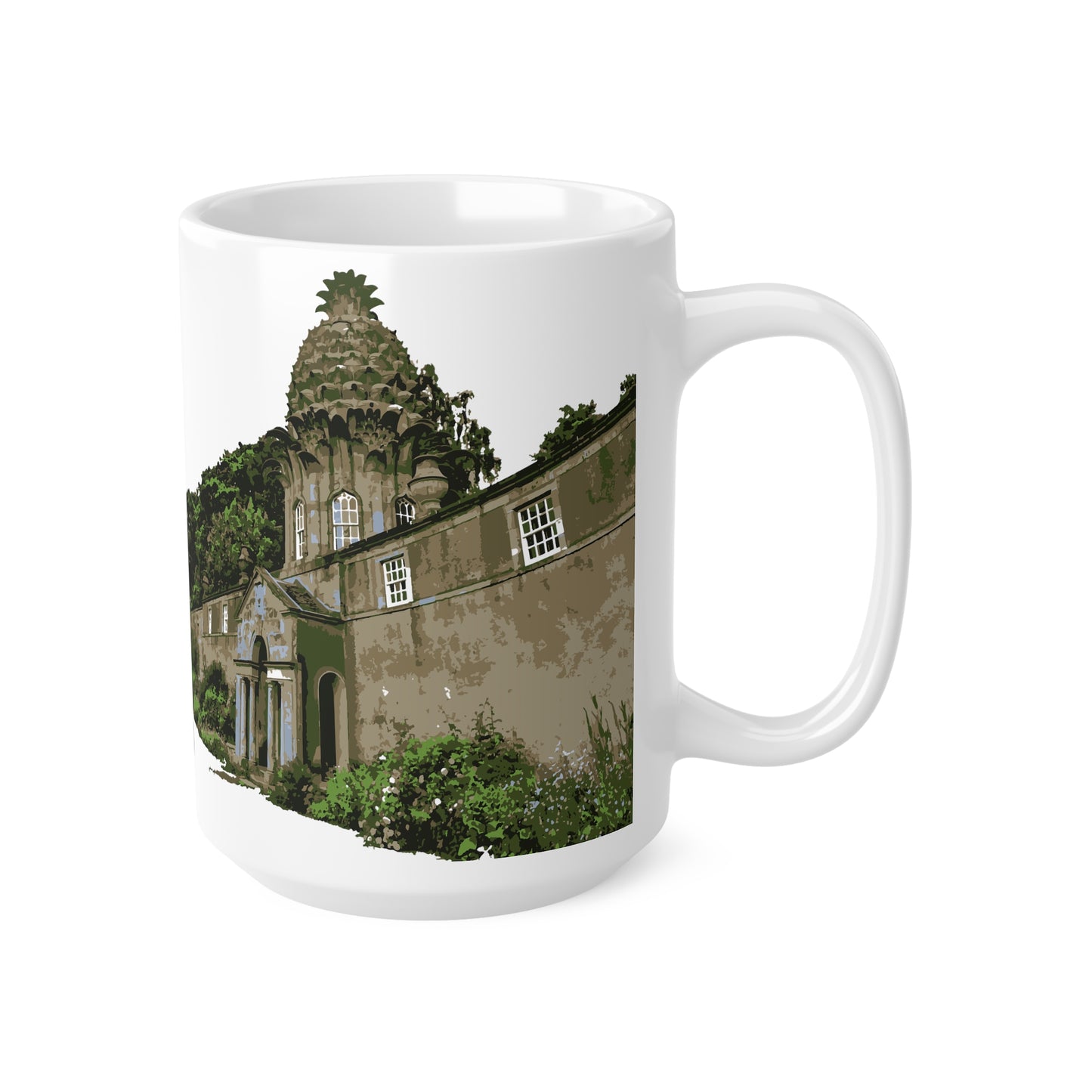 Dunmore Pineapple Art Mug, Coffee Cup, Tea Cup, Scotland, White