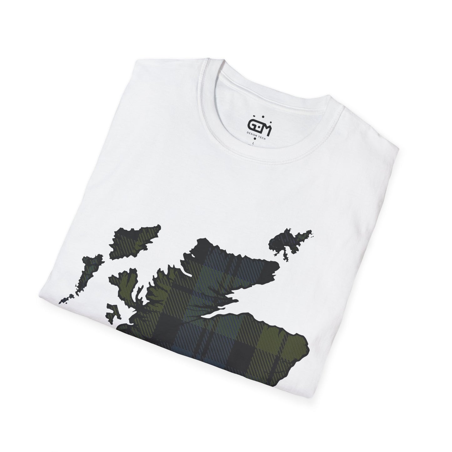 Scotland Tartan Map Softstyle Unisex T-Shirt, Campbell Tartan, Various Colours