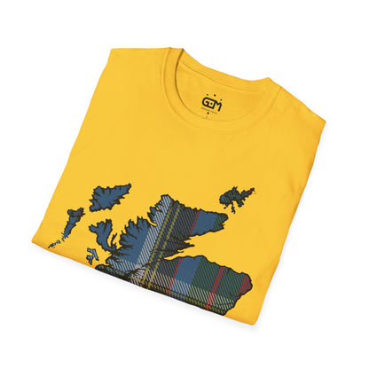 Scotland Tartan Map Softstyle Unisex T-Shirt, Anderson Old Tartan, Various Colours