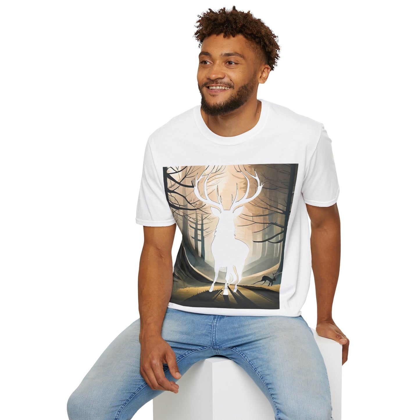 Stag Silhouette Softstyle T-Shirt, Unisex Tee, Scottish Scenery, Various Colours