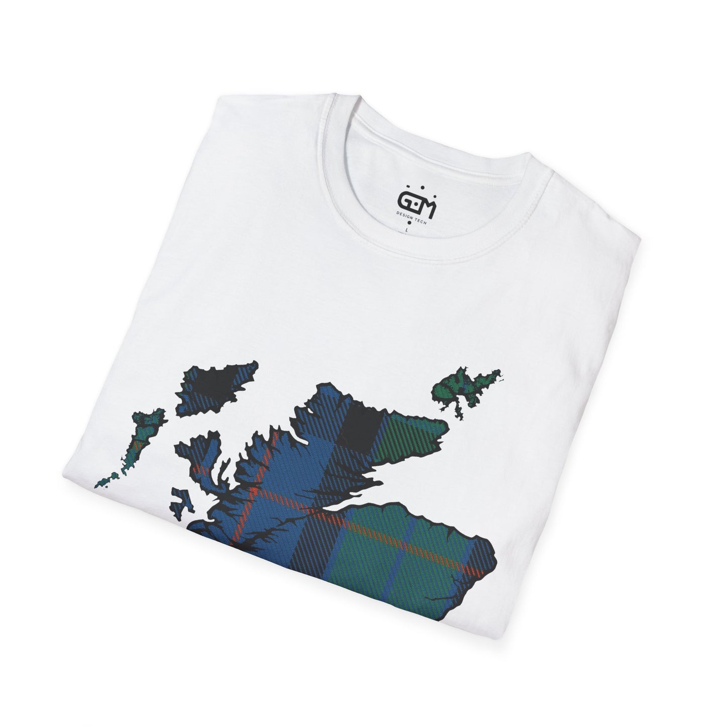 Scotland Tartan Map Softstyle Unisex T-Shirt, Flower of Scotland Tartan, Various Colours