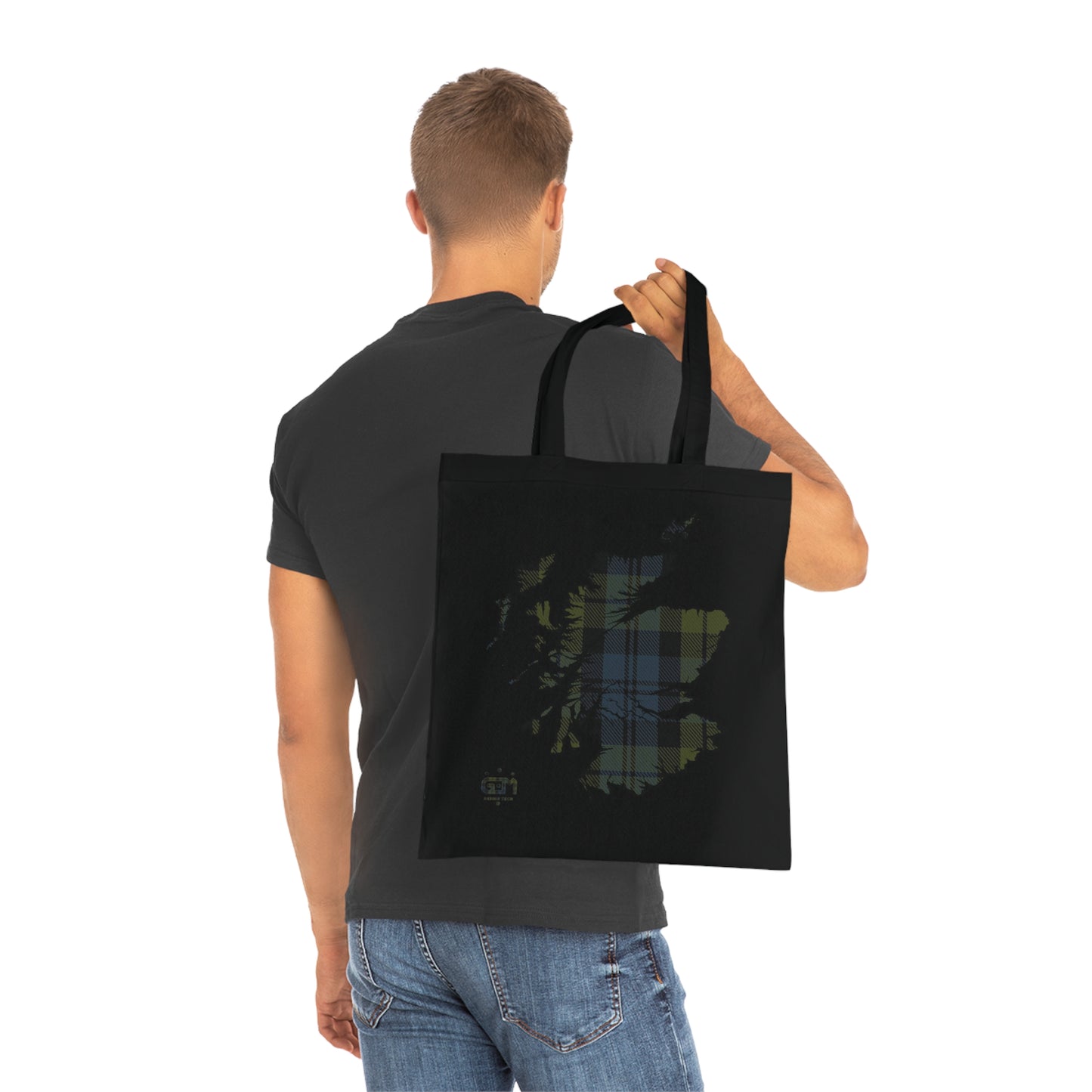 Reversible Scotland Tartan Map Cotton Tote Bag - Campbell Tartan