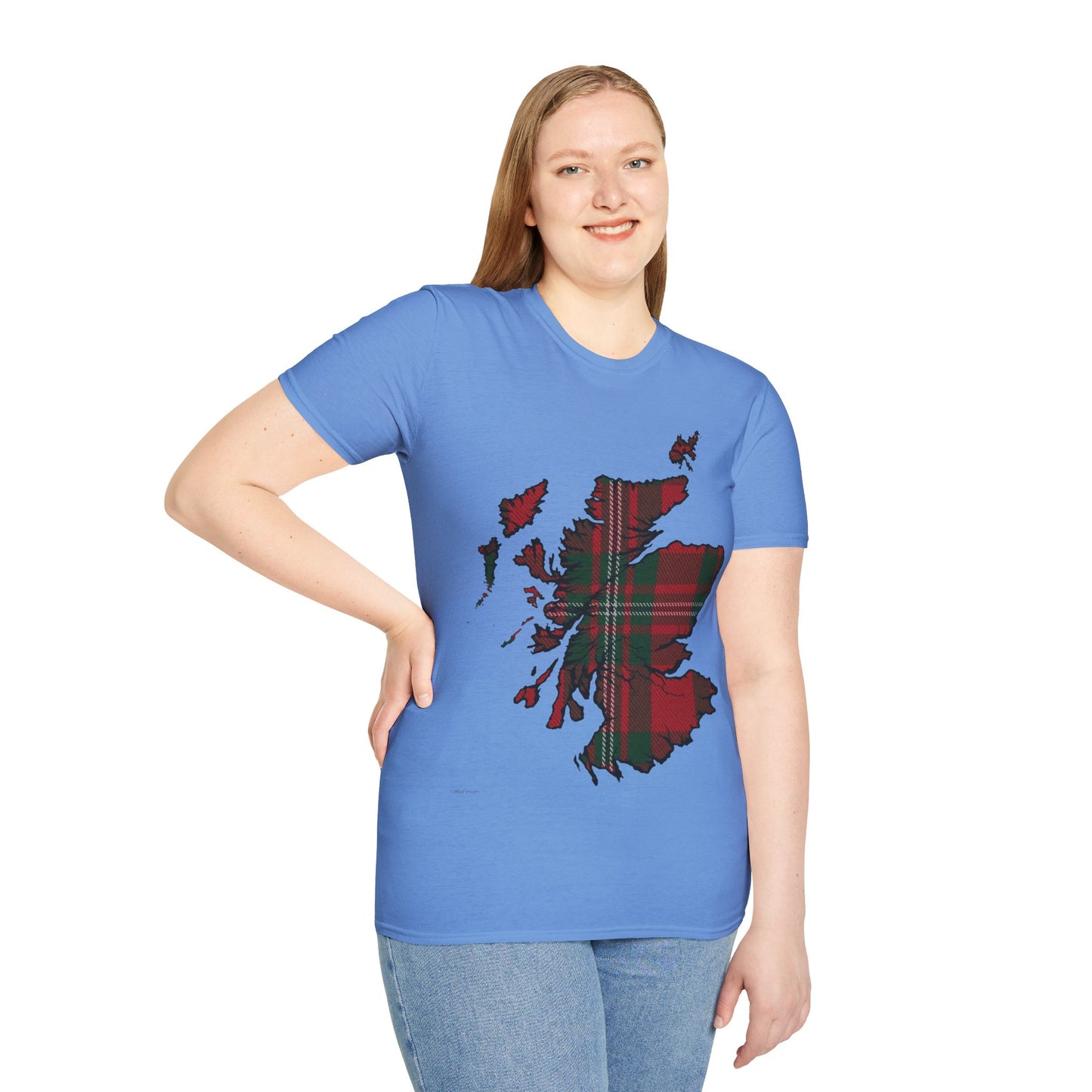 Scotland Tartan Map Softstyle Unisex T-Shirt, MacGregor Tartan, Various Colours