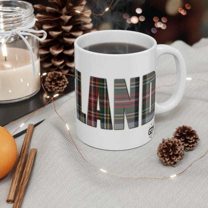 Scotland Lettering Tartan Mug 11oz, Stewart Dress Tartan