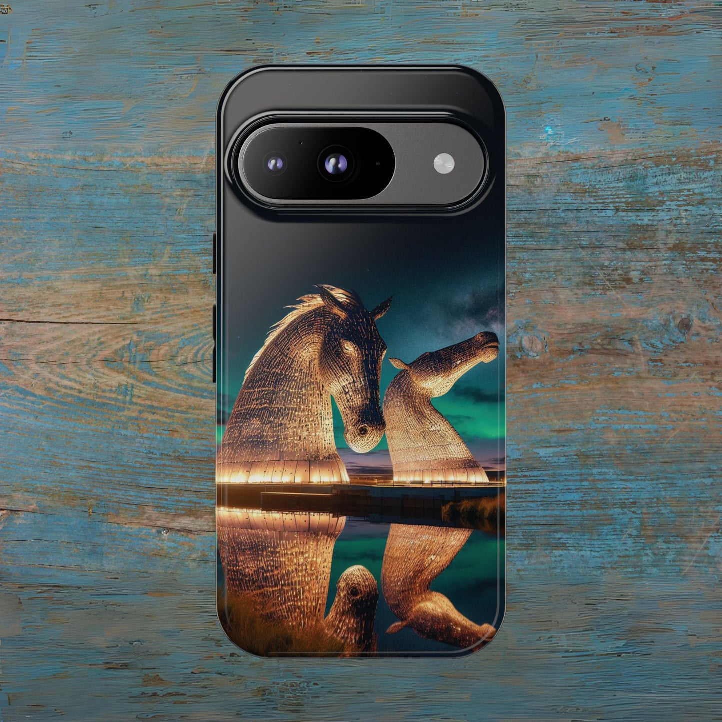 Kelpies Northern Lights Art Phone Case, Scotland, Google