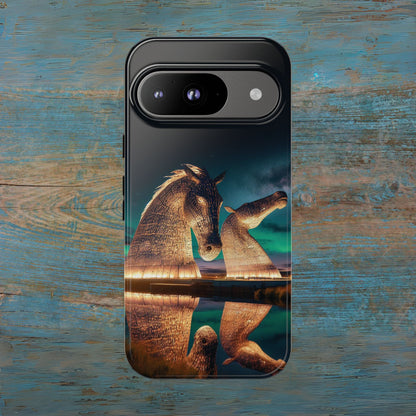 Kelpies Northern Lights Art Phone Case, Scotland, Google