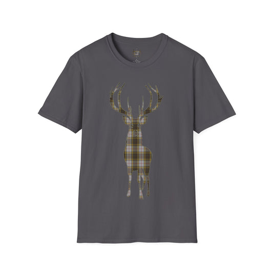 Tartan Stag Softstyle T-Shirt - Buchanan Tartan, Tee unisexe, Paysage écossais, Différentes couleurs