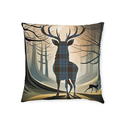 Reversible Square Cushion : Stag / Scotland Map - Anderson Tartan, Various Sizes