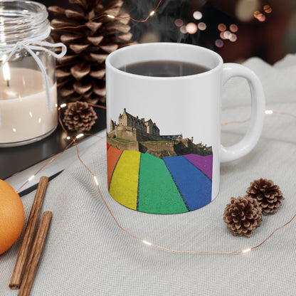 Pride Road Rock Edinburgh Castle Photo Mug, White