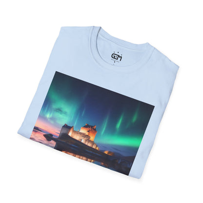 Eilean Donan Castle with Northern Lights Softstyle Unisex T-Shirt, Scotland Tee