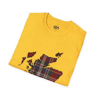 Scotland Tartan Map Softstyle Unisex T-Shirt - MacFarlane Tartan Tee