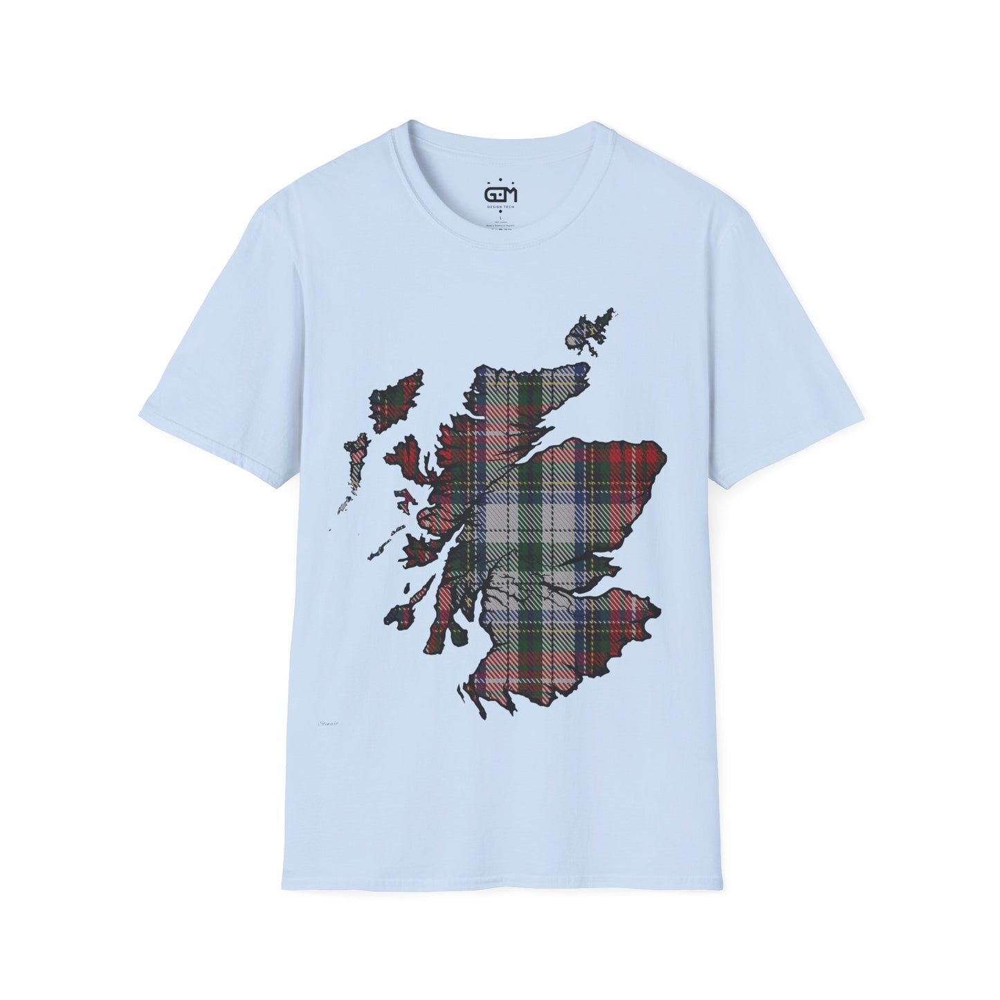 Scotland Tartan Map Softstyle Unisex T-Shirt, Stewart Tartan, Various Colours