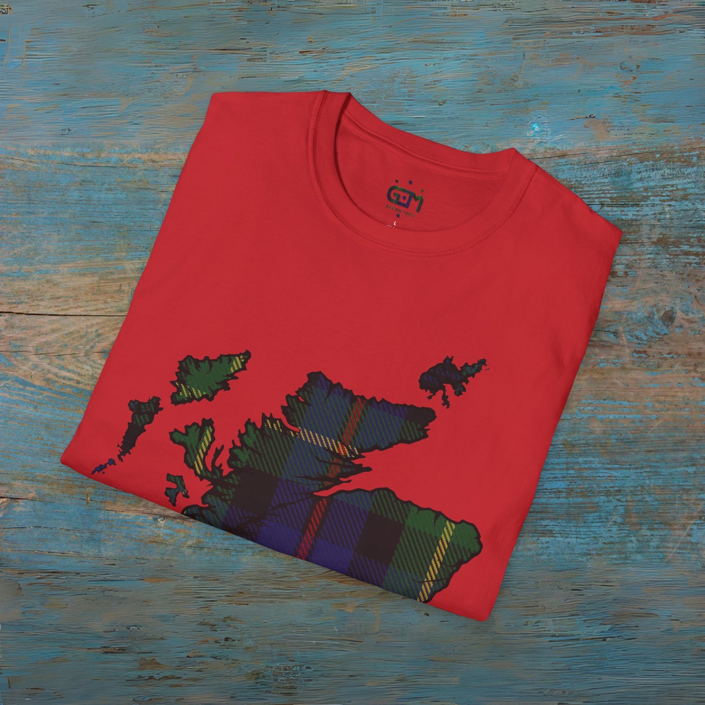 Scotland Tartan Map Softstyle Unisex T-Shirt, Farquharson Tartan, Various Colours