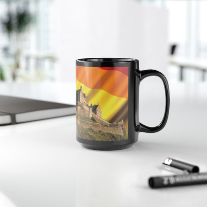 Edinburgh Castle Pride Flag Sky Photo Mug, Black