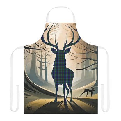 Tartan Stag Woodland Scene Apron - Miller Tartan, Scottish Cooking Apparel, Chef Accessory