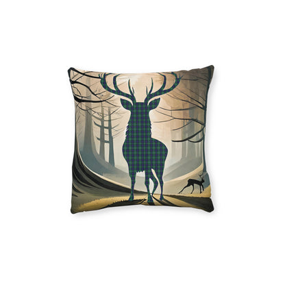 Reversible Square Cushion : Stag / Scotland Map - Douglas Tartan, Various Sizes