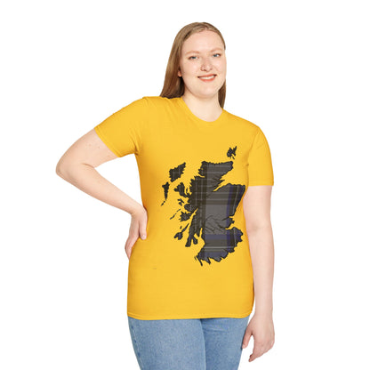 Scotland Tartan Map Softstyle Unisex T-Shirt, Hood Tartan, Various Colours