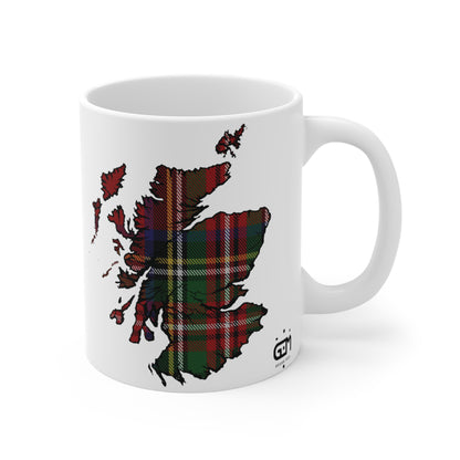 Scotland Map Mug 11oz, Stewart Royal Tartan