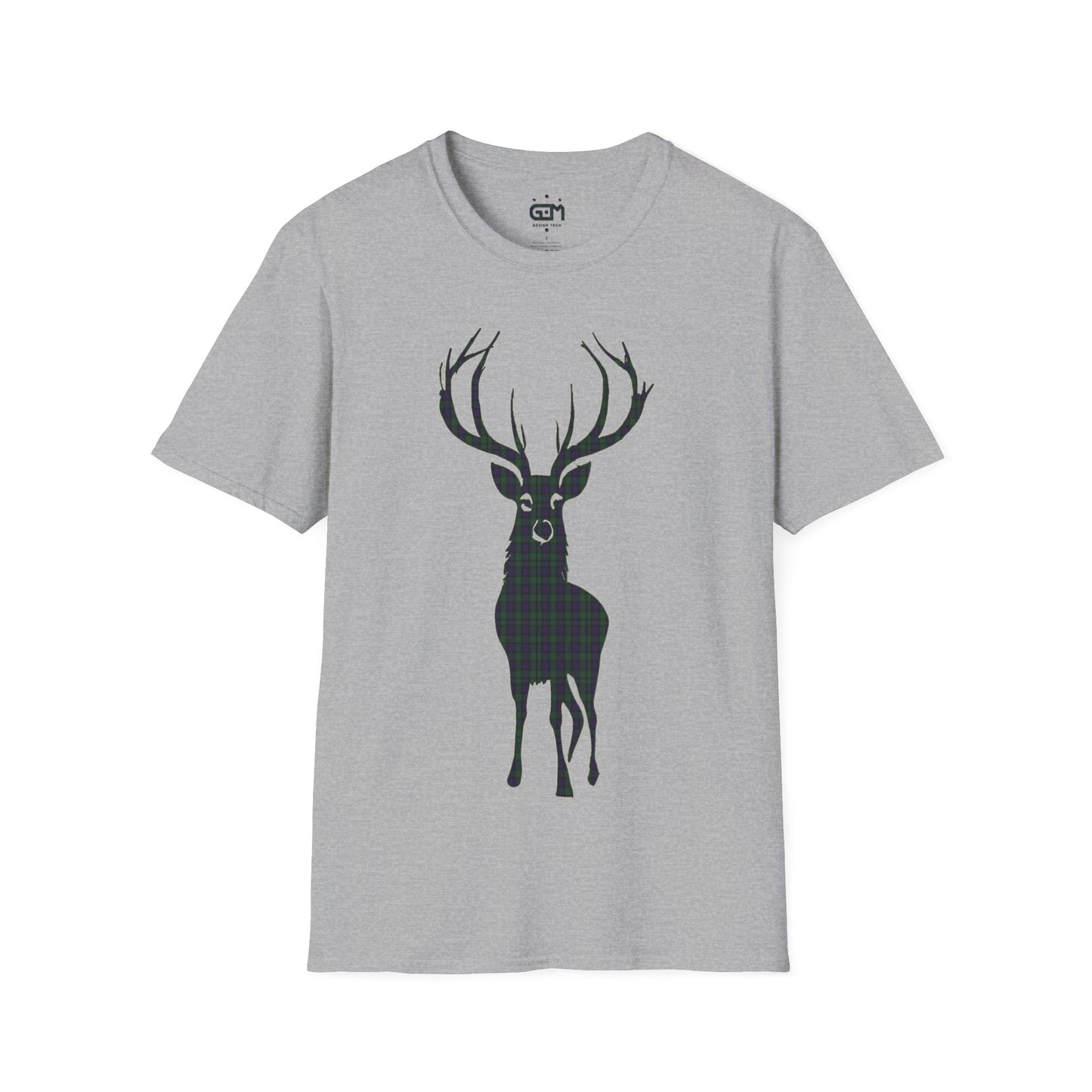 Tartan Stag Softstyle T-Shirt - Argyle Tartan, Unisex Tee, Scottish Scenery, Various Colours