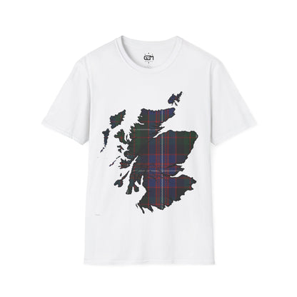 Scotland Tartan Map Softstyle Unisex T-Shirt, Rankin Tartan, Various Colours