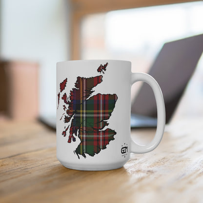 Scotland Map Mug 15oz, Stewart Royal Tartan