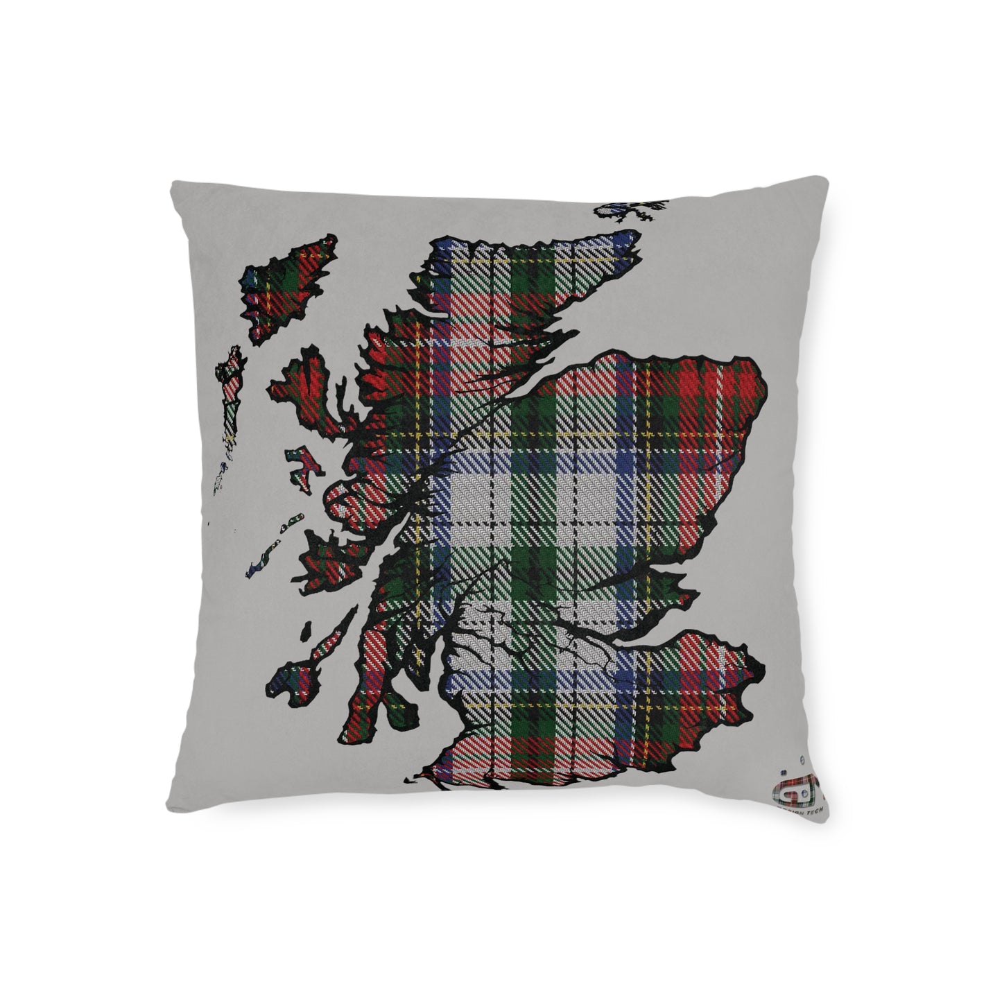 Reversible Square Cushion : Stag / Scotland Map - Stewart Tartan, Various Sizes