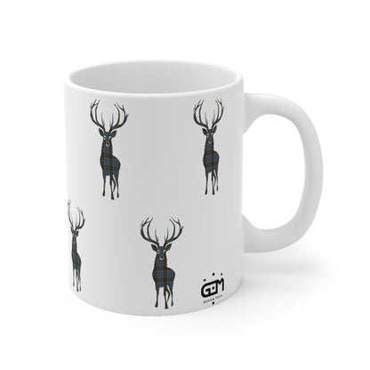 Tartan Stag Mug - Anderson Tartan, Coffee Cup, Tea Cup, Scotland, White