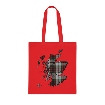 Reversible Scotland Tartan Map Cotton Tote Bag - Fraser Tartan