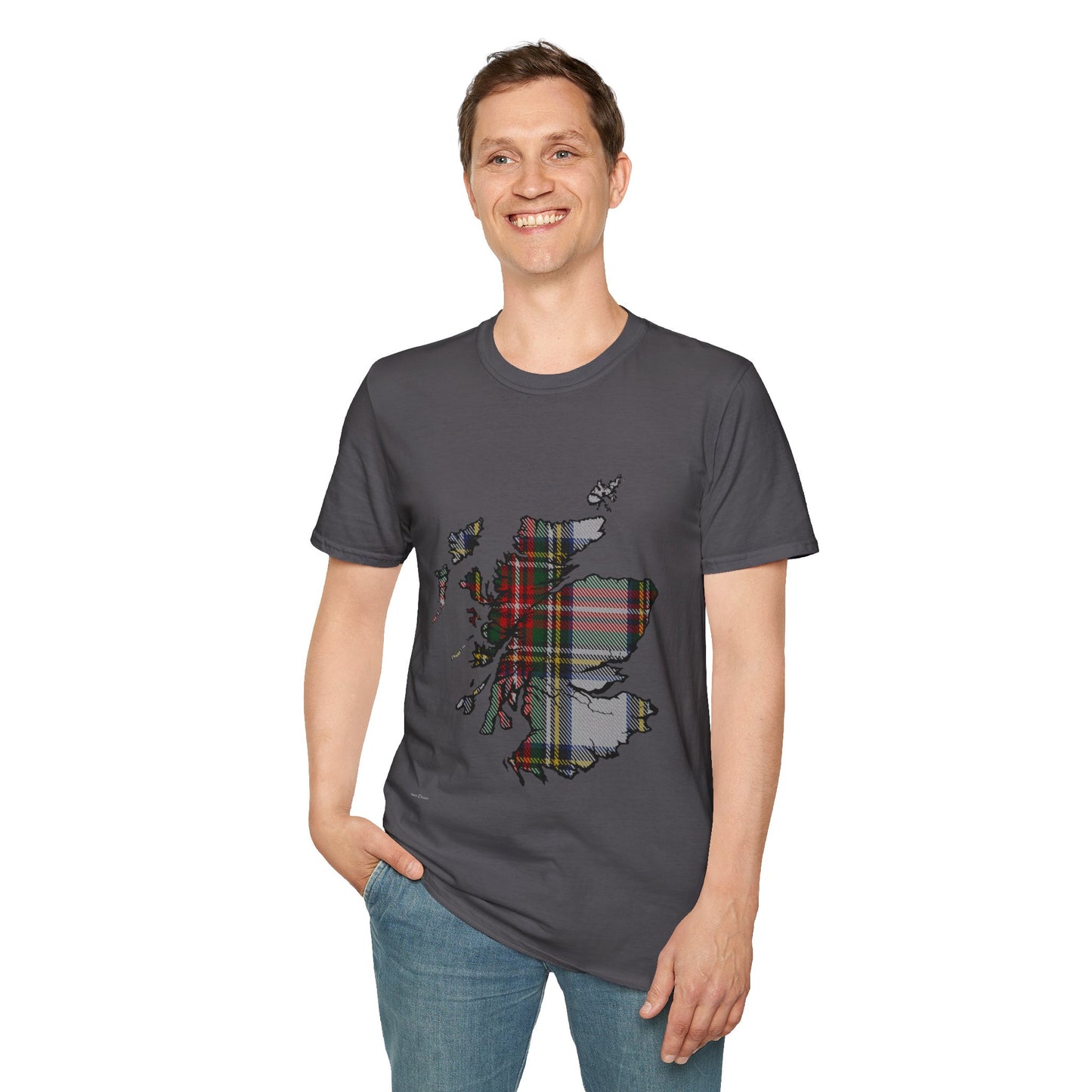 Scotland Tartan Map Softstyle Unisex T-Shirt - Stewart Dress Tartan Tee