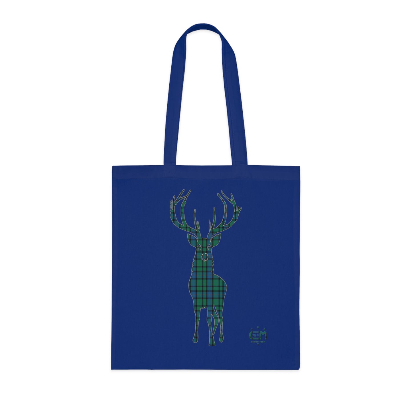 Reversible Scotland Tartan Stag Cotton Tote Bag - Flower of Scotland Tartan