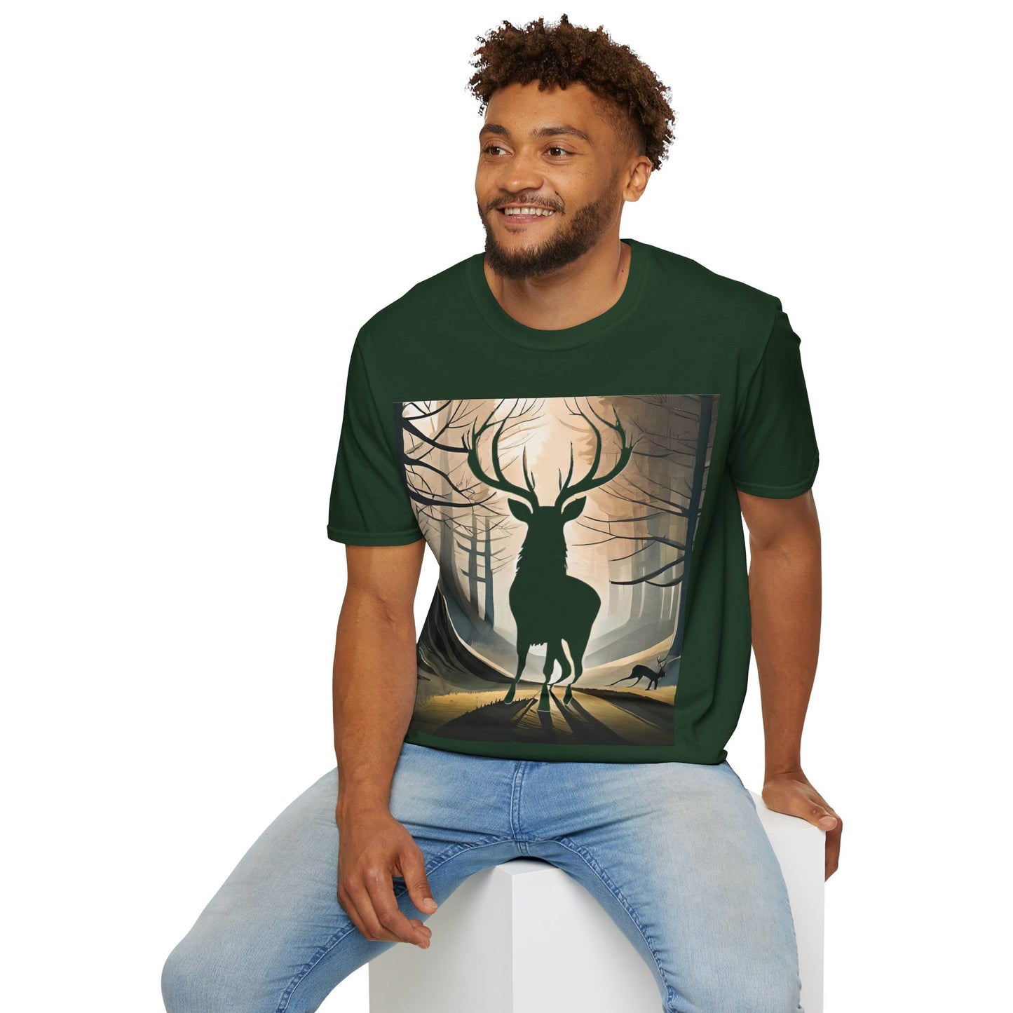 Stag Silhouette Softstyle T-Shirt, Unisex Tee, Scottish Scenery, Various Colours