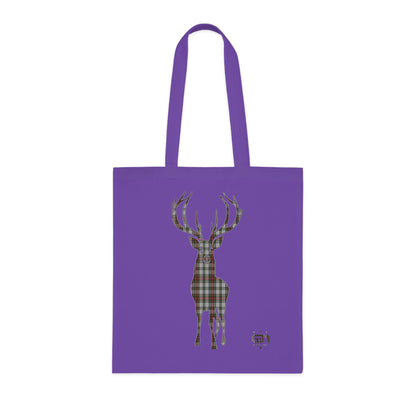 Reversible Scotland Tartan Stag Cotton Tote Bag - Stewart Dress Tartan