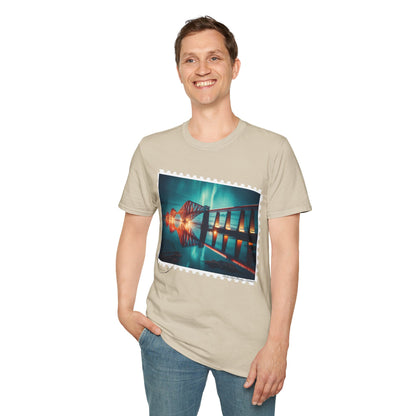 Postcard Forth Rail Bridge Art Softstyle T-Shirt, Unisex Tee, Scotland Shirt, Various Colours