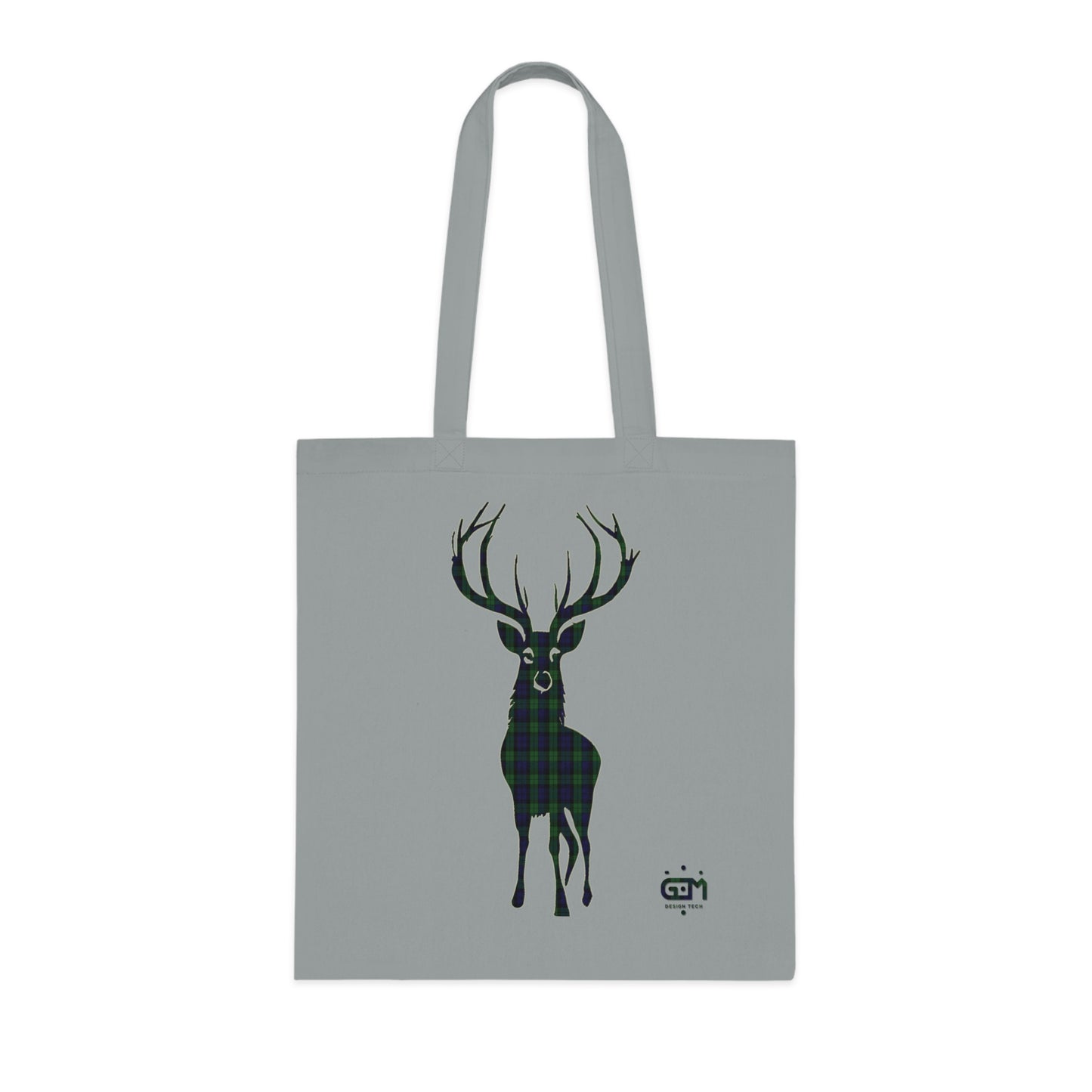 Reversible Scotland Tartan Stag Cotton Tote Bag - Black Watch Tartan