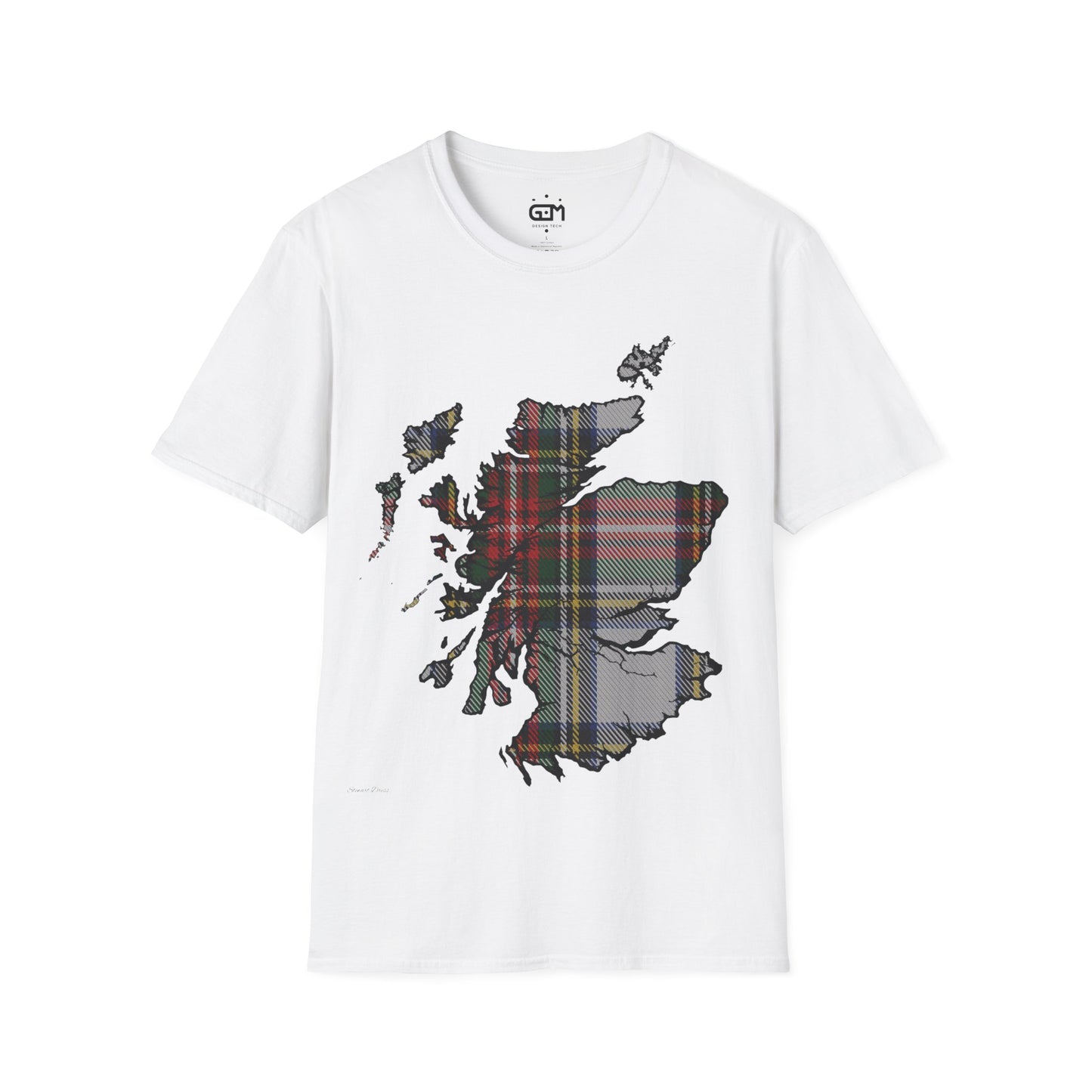 Scotland Tartan Map Softstyle Unisex T-Shirt, Stewart Dress Tartan, Various Colours