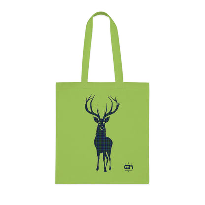 Reversible Scotland Tartan Stag Cotton Tote Bag - Miller Tartan