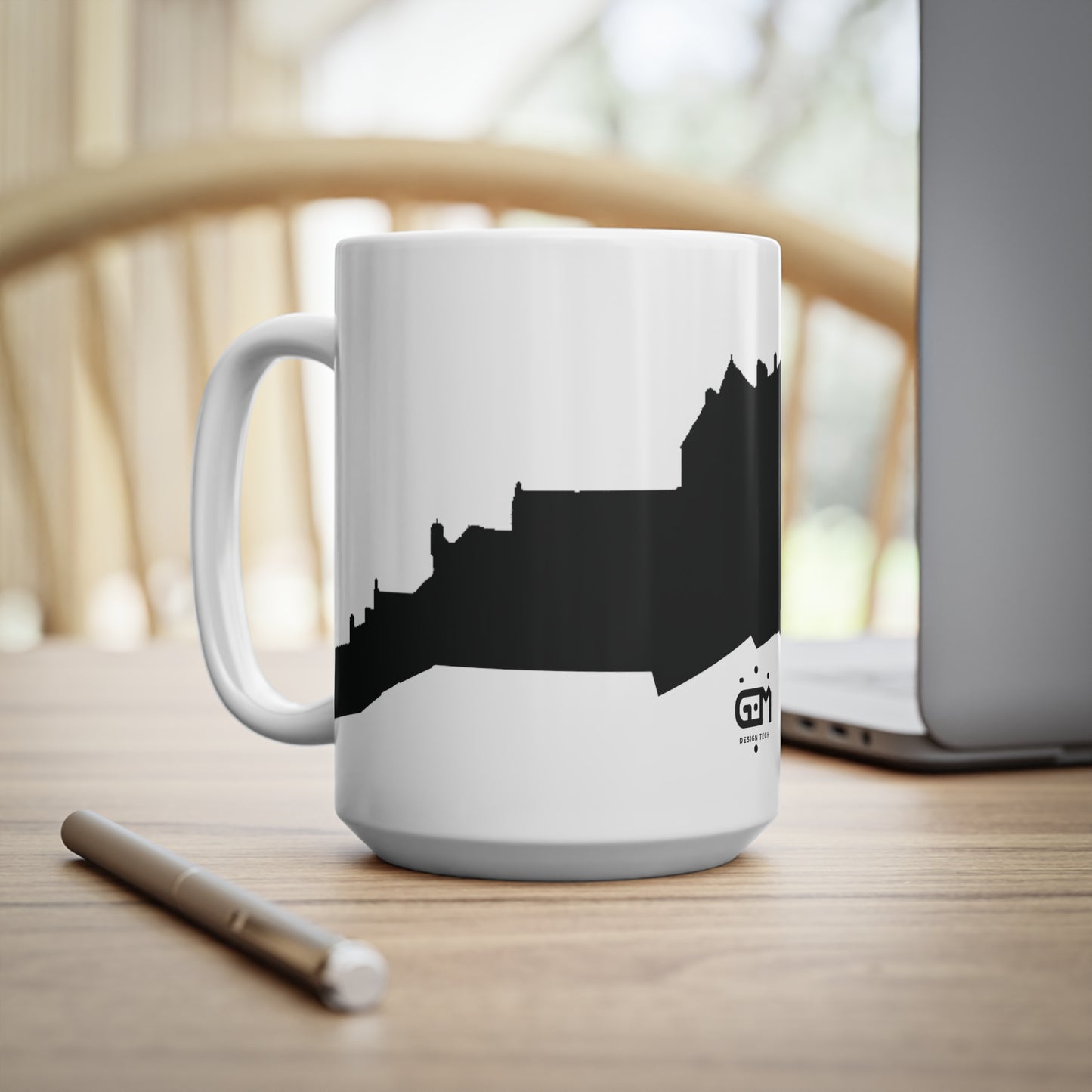 Edinburgh Castle Silhouette Art Mug, White