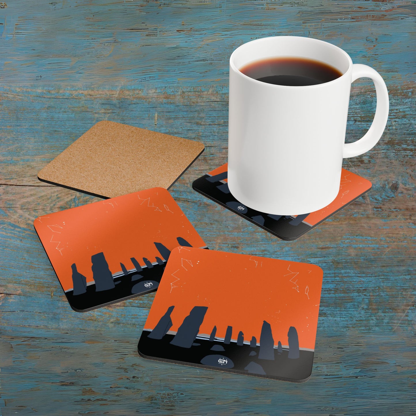 Scotland Art Cork Coaster Set - Silhouettes