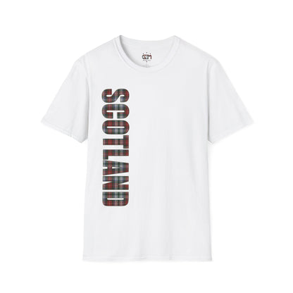 Scotland Lettering Tartan Softstyle Unisex T-Shirt, Stewart Tartan Tee