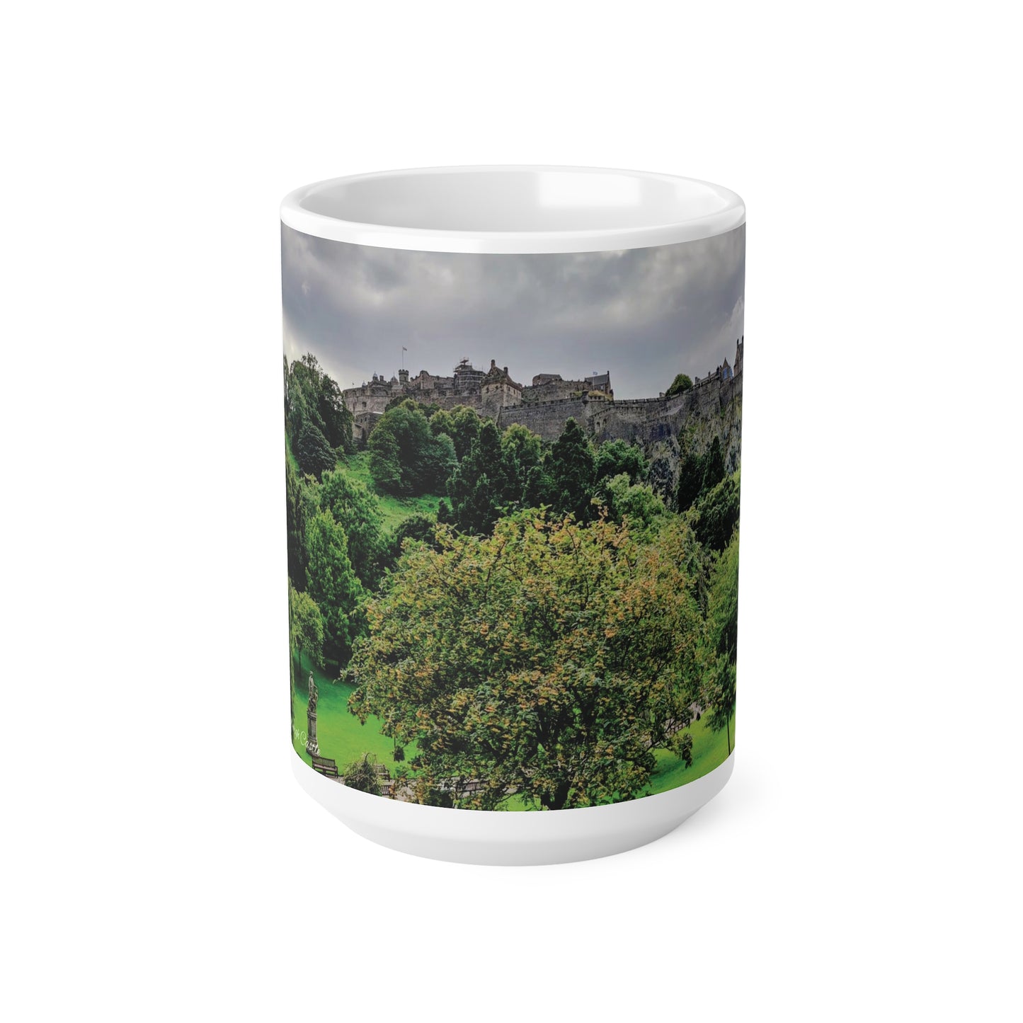 Princes Street Gardens & Edinburgh Castle Photo Mug, Coffee Cup, Tea Cup, Scotland, White