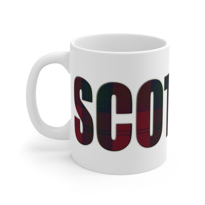 Scotland Lettering Tartan Mug 11oz, Lindsay Tartan